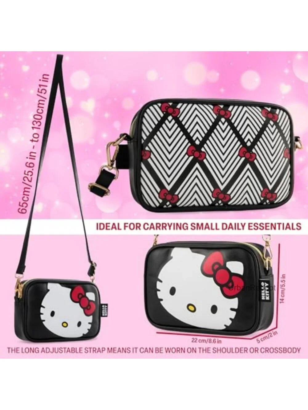 Hello Kitty Crossbody Bag Girls Adjustable Strap Kawaii Purse